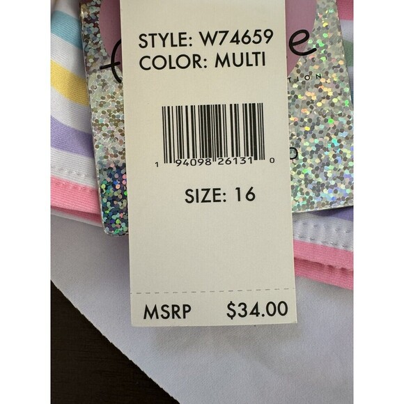 Freestyle Revolution Girls Tankini Swimsuit multicolor striped 2pc set Size 16 - Picture 9 of 12